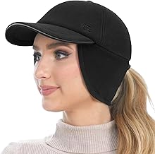 GADIEMKENSD Fleece Winter Hats for Women, Reflective Ponytail Hat with Drop Down Ear Flap