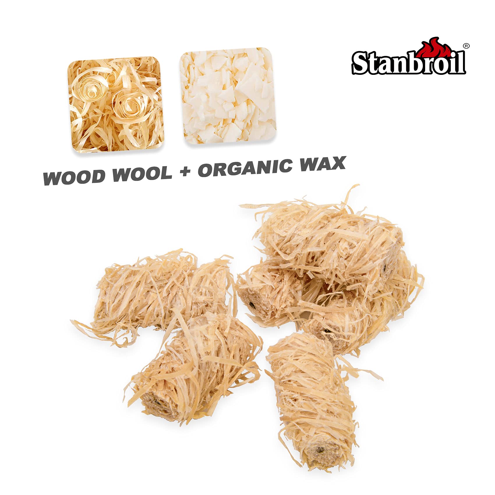 Stanbroil 108 piezas de iniciadores de fuego de carbón natural, iluminación súper rápida, perfectos para parrillas de barbacoa, ahumadores, estufa de leña, fogatas y chimeneas al aire libre