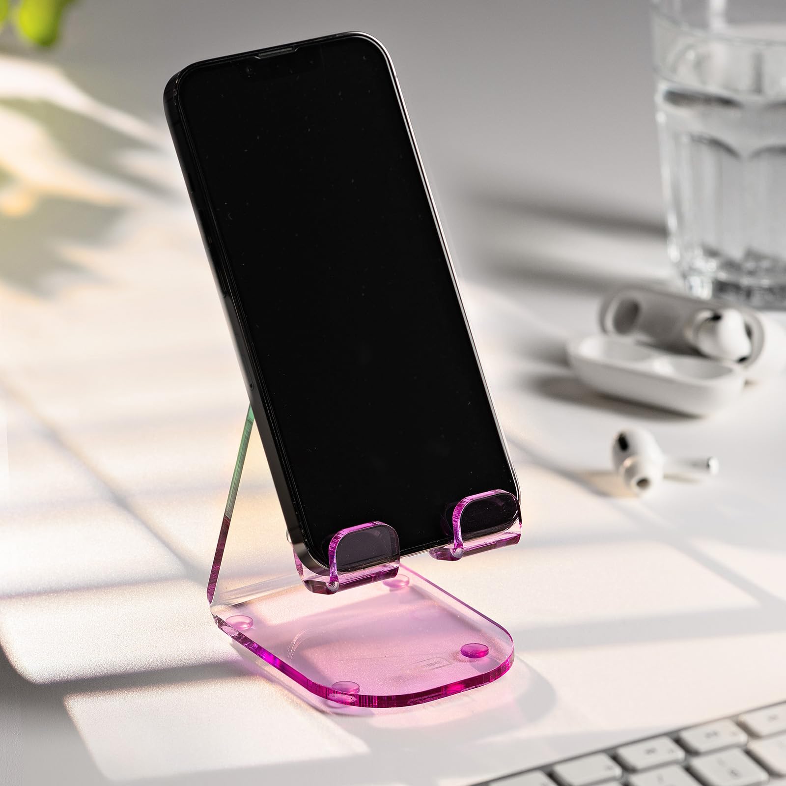 Image secondaire de Support de Téléphone Portable Idena en Plastique Violet-Vert pour Bureau et Maison