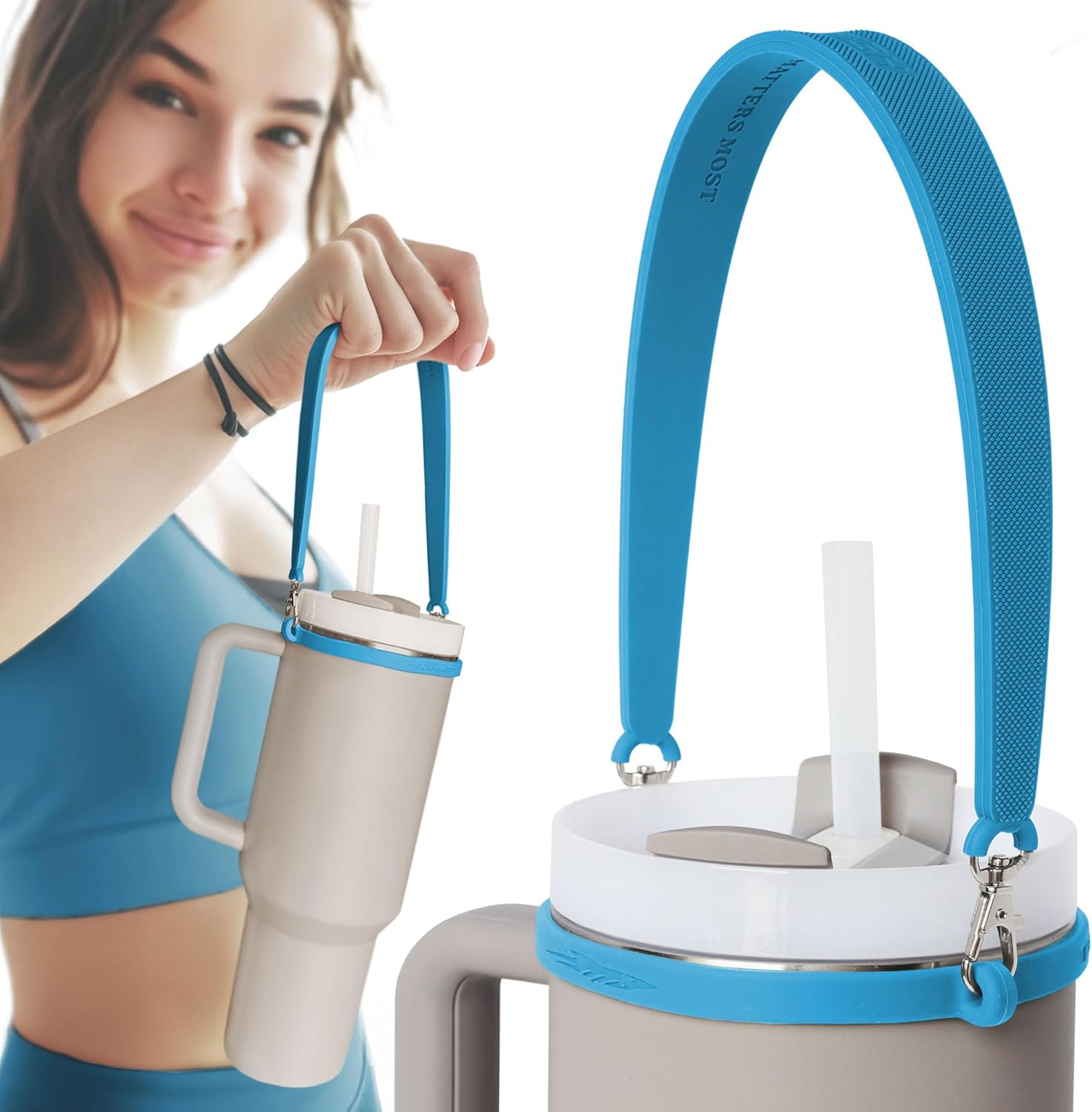 Pilotfish Water Bottle Strap - Heavy Duty Handle for Bottles | Fits Most Bottle Sizes, Dishwasher Safe, with Removable Clips