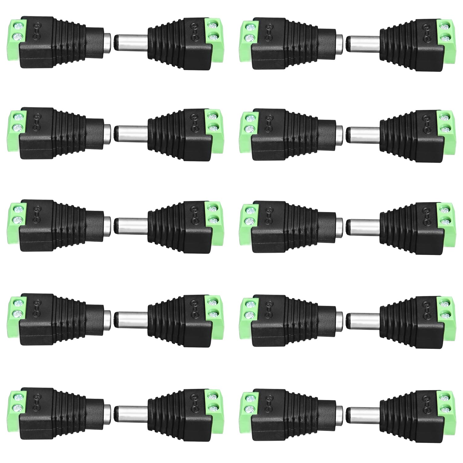 ANLINK 10 Pairs (10 x Male + 10 x Female) 12V 5.5mm x 2.1mm DC Power Jack Plug Adapter Connector for LED Strip, CCTV Security Cameras and Other DIY Applications