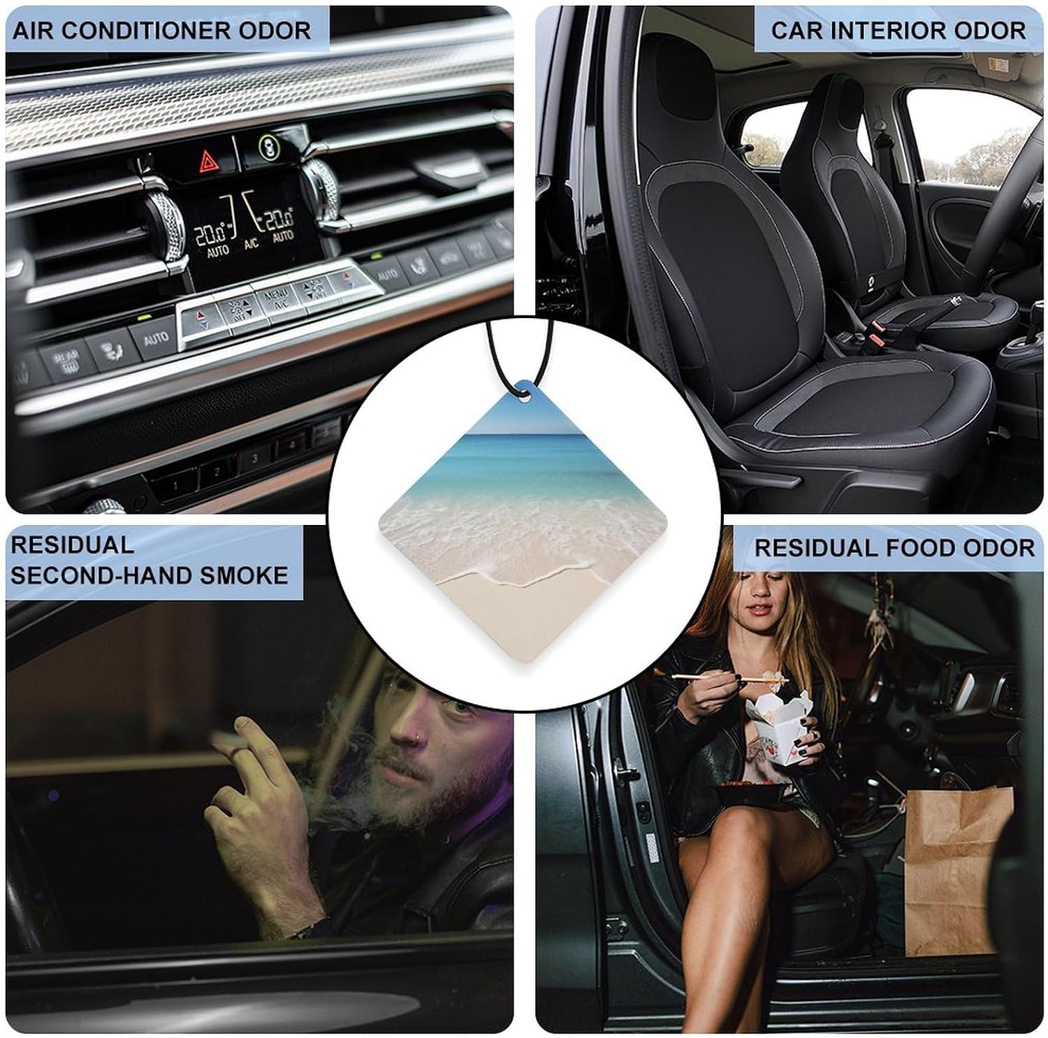 5 Pcs Car Air Fresheners Hanging Air Freshener Beach Clear Sea Sand Hanging Scented Cards Fragrance Scented Cards for Car Car Aromatherapy Tablets for Car