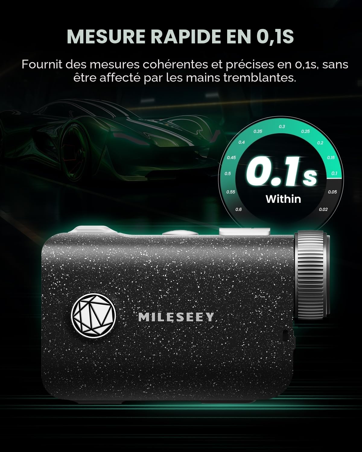 Haut de Gamme de Poche avec IP65 étanche, 1000 Yards telemetre Golf Rechargeable, 0.1S Rapide Drapeau de Verrouillage de Vibration pôle, telemetre Laser Golf (Black)