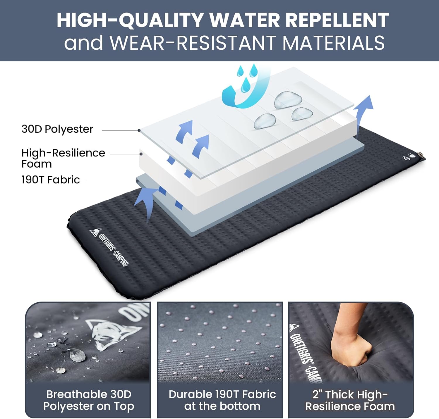 ONETIGRIS LIGHTDREAM Sleeping Pad Self-Inflating Foam Mat Mattress for Camping Backpacking Trekking Car Trips Travels - Image 9