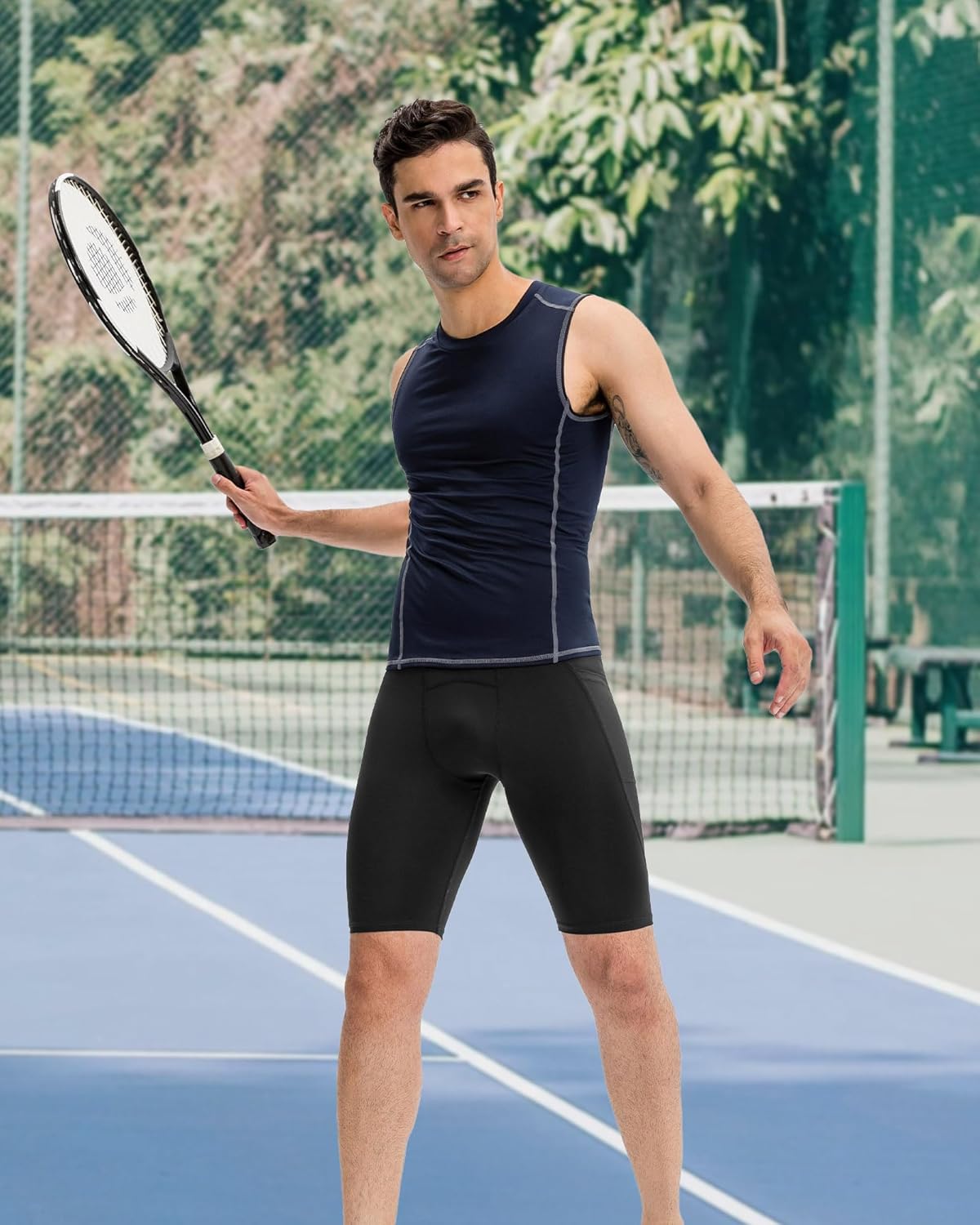 Men's Compression Shorts – Running Spandex Underwear with Pockets, Workout Gym Athletic Sports Tight Shorts for Men - Image 3