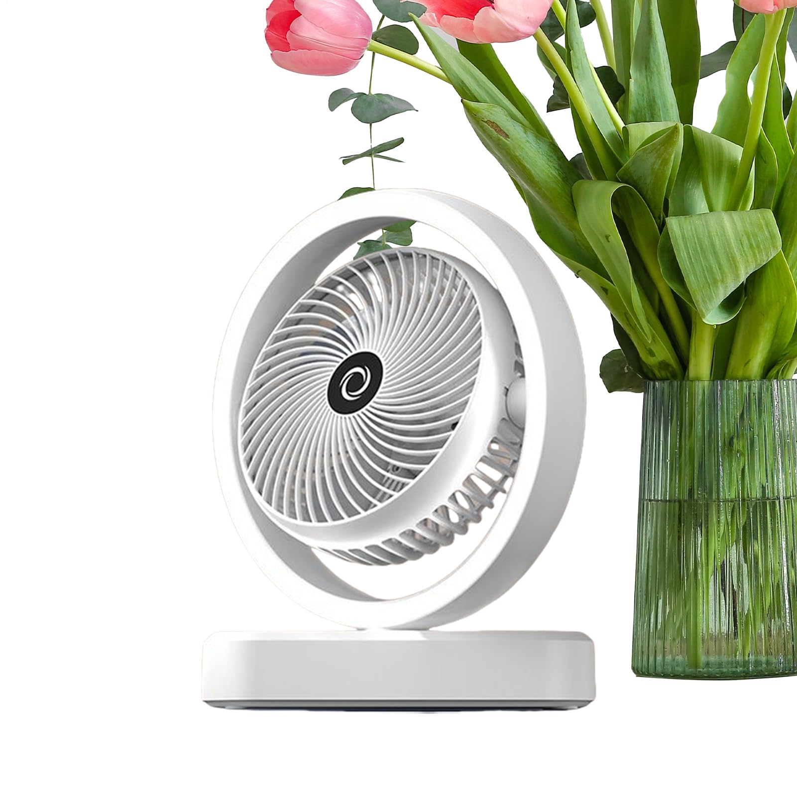 Ventilateur de bureau oscillant avec éclairage ambiance et 3 vitesses réglables