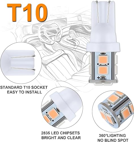 Miniatura 6 de Juego de 24 bombillas LED para interior de automóvil, 194 T10 DE3175 578, 1.220 in, 1.654 in, luces de repuesto interiores para mapa, placa de