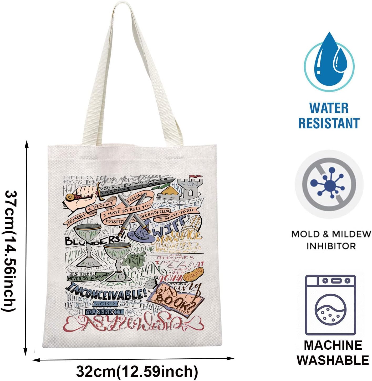 TOBGB Funny Classic Movie Tote Bag Gift - Princess Bride Inspired - Image 4