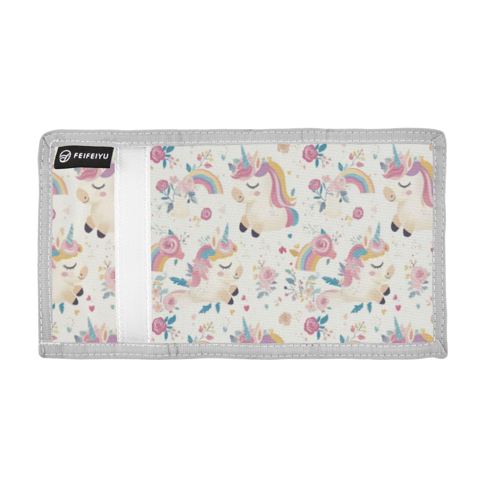 Wusikd Cute Unicorn Kids Wallet for Boys Girls Rainbow Roses Toddler Trifold Wallet Novelty Wallet for Teens Women Men