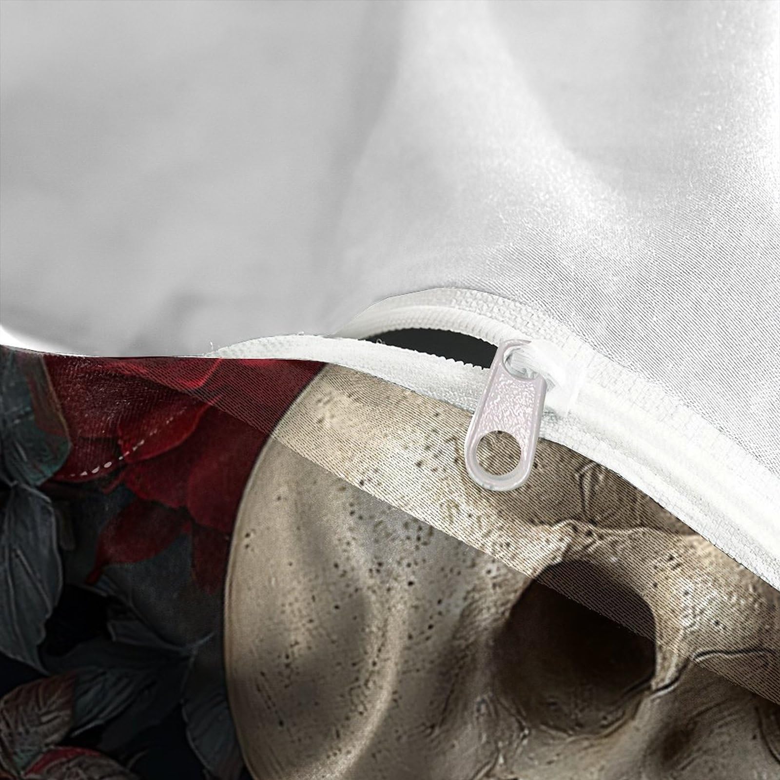 Rose skulls Ensemble De Literie Résistante Microfibre résistante 3 Pièces 3D Effet Gothic floral design Linge de Lit avec Taie d'oreiller Hypoallergique for Chambre de garçons King（220x240cm）