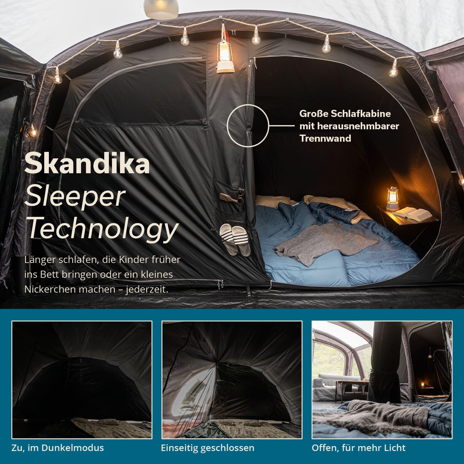 Skandika Timola 6 Air Tenda da campeggio gonfiabile per 6 persone | con/senza tecnologia Sleeper, colonna d'acqua 4000 mm, altezza 220 cm, telone