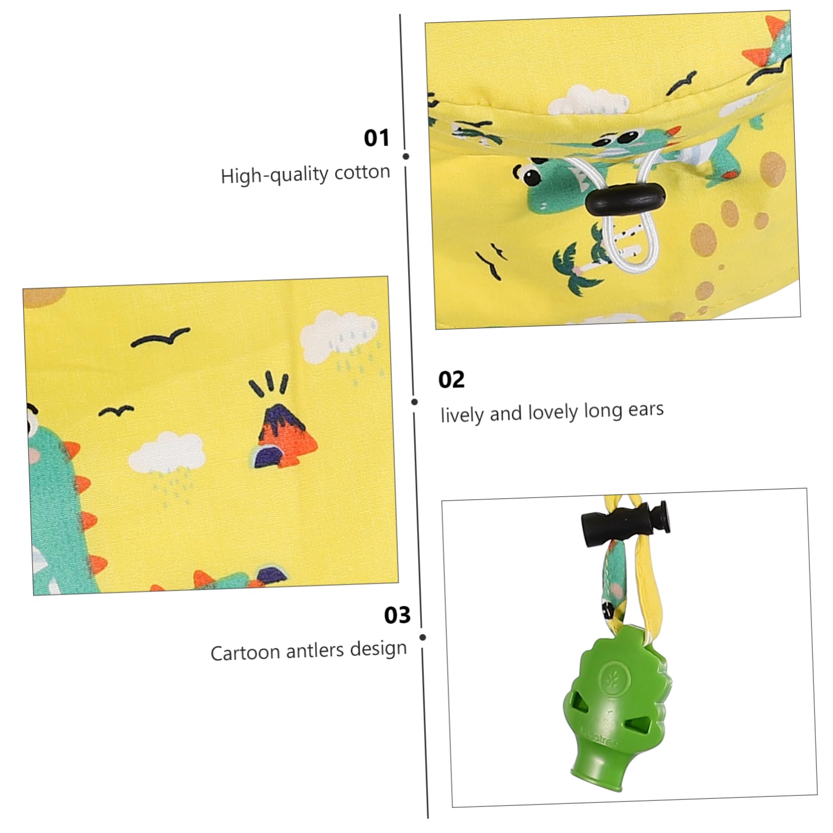BESPORTBLE Sombrero Gorro Sol Sun Hat Bucket Hat Dinosaur bronceador Solar protección Solar kiddikutter para Sol Gorro Bucket Caps Tejido: 100% algodón; Forro: 100% poliéster Yellow