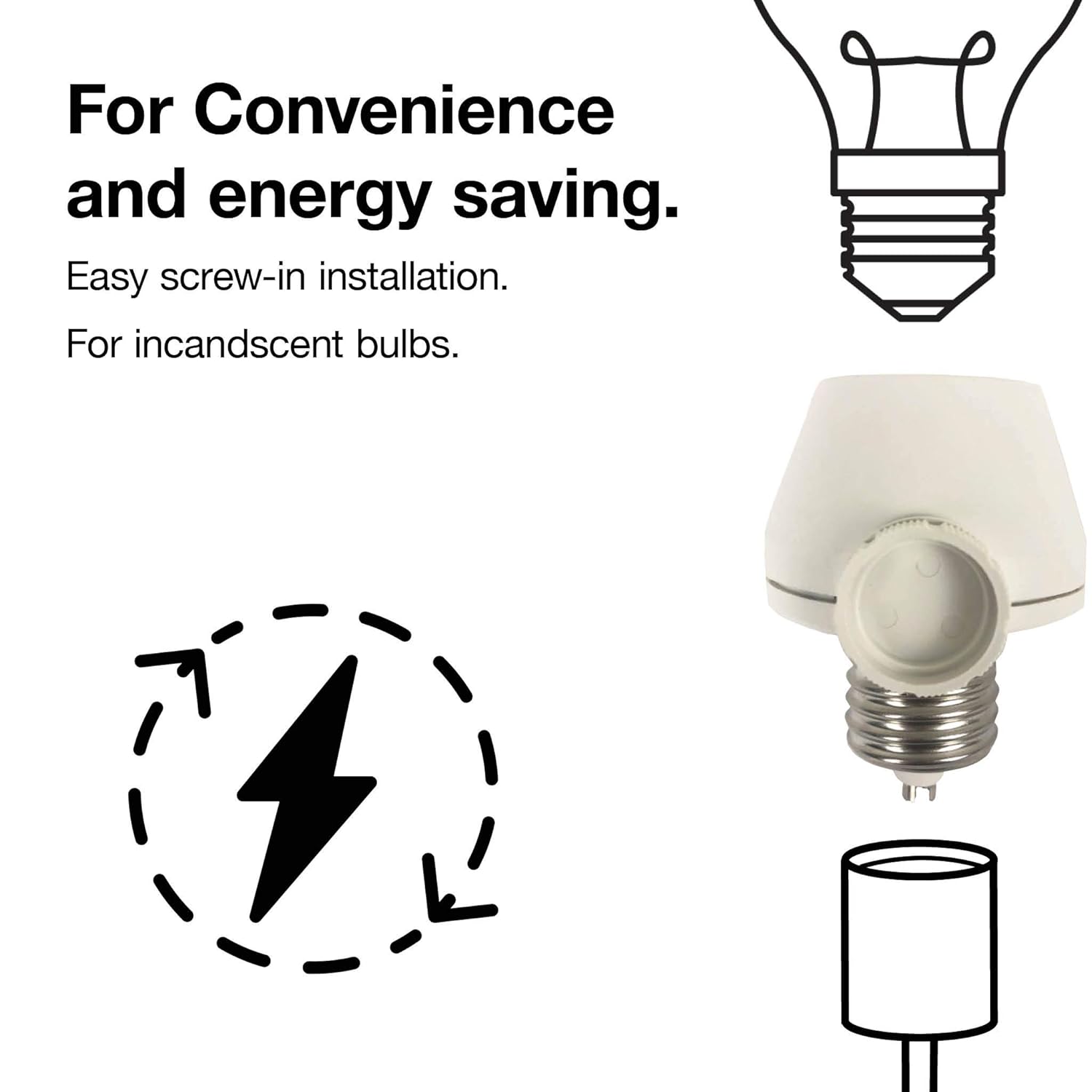Runwireless+Incandescent+Lamp+Holder+Socket+Dimmer%2c+White+-+D82