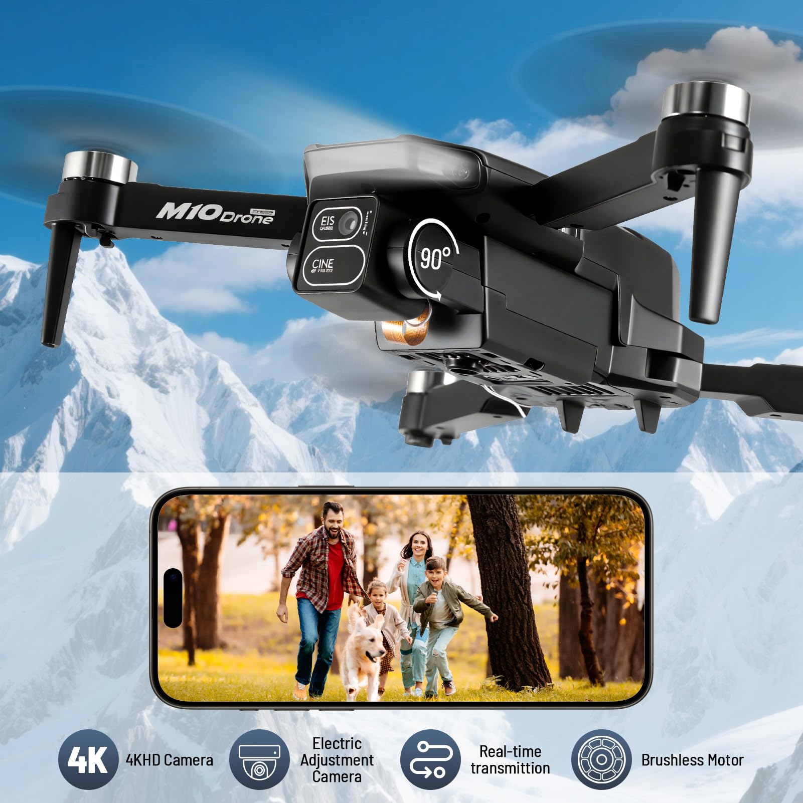 Drohne mit Kamera HD 4K,RC Faltbare FPV WiFi Live Ãœbertragung Drohne für Kinder Anfänger,2 Akku Lange Flugzeit,Headless Modus,Flugbahnflug,Hindernisvermeidung,One Key Start/Landen,Headless Modus