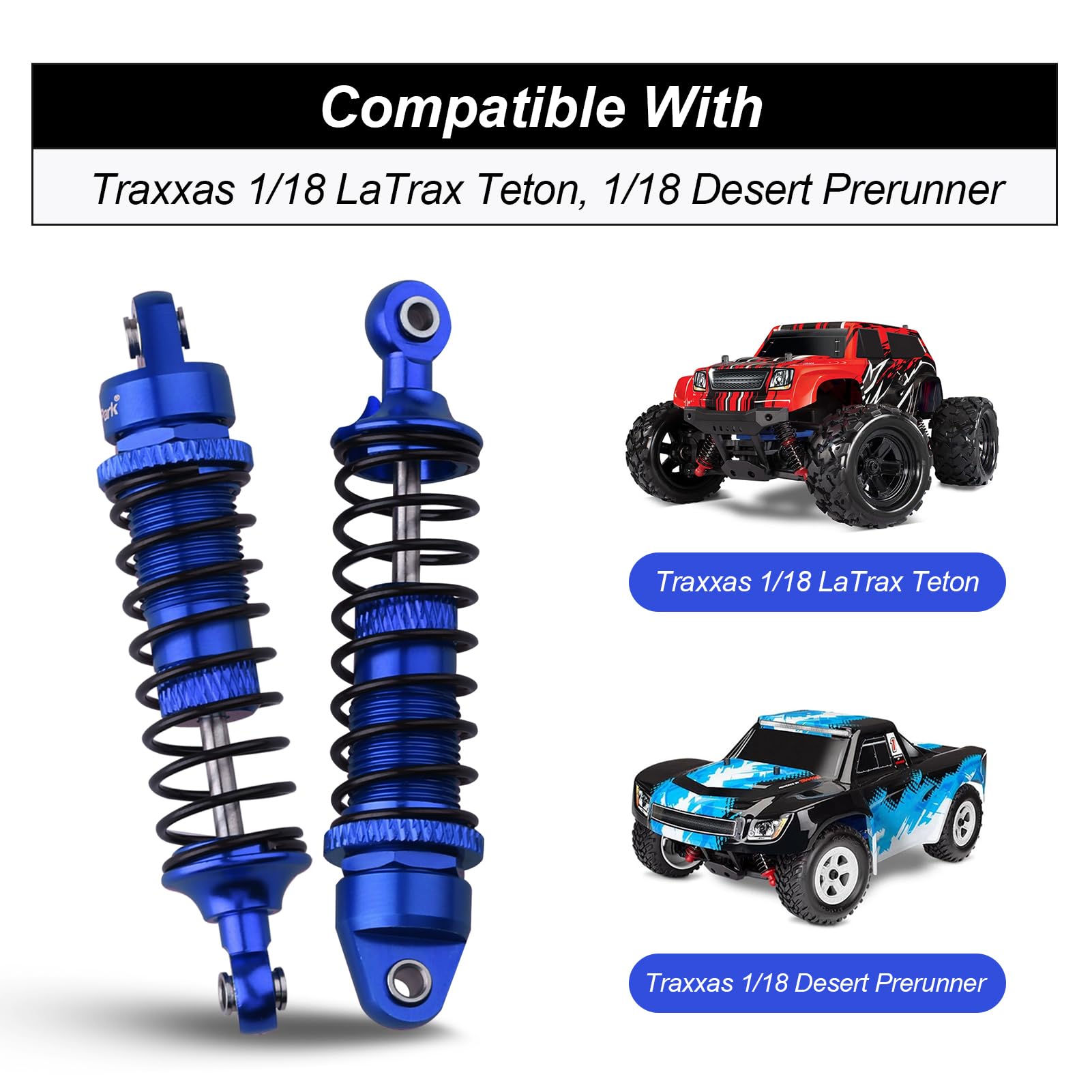 Lot de 2 bras de suspension avant et arrière en aluminium RC pour Traxxas LaTrax Teton 76054-1 1