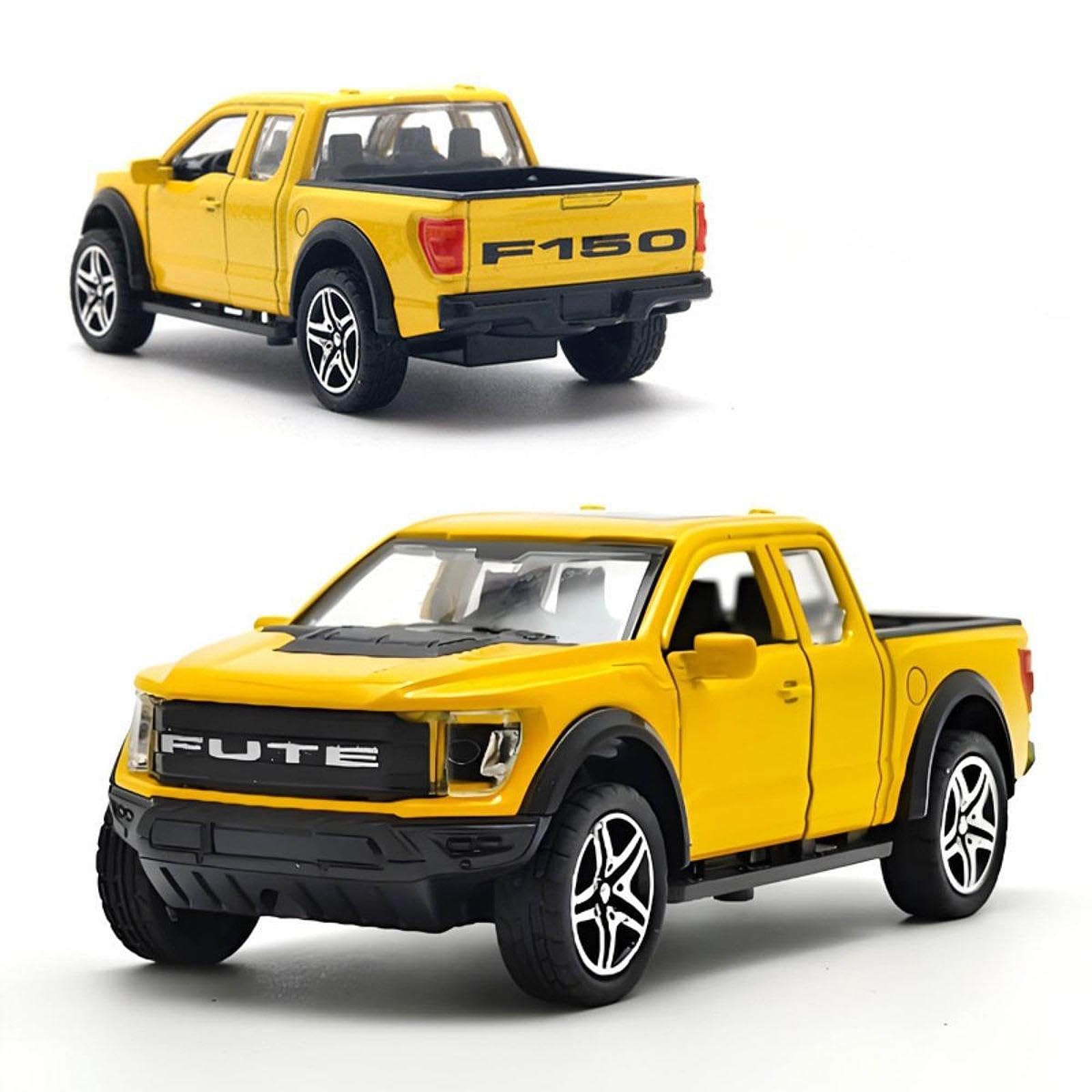 Sharplace Pickup in 1/36, Veicolo Giocattolo a trazione Posteriore, Modello di Auto in Miniatura Realistico da Collezione per Regali per Bambini di 3, 4, Giallo