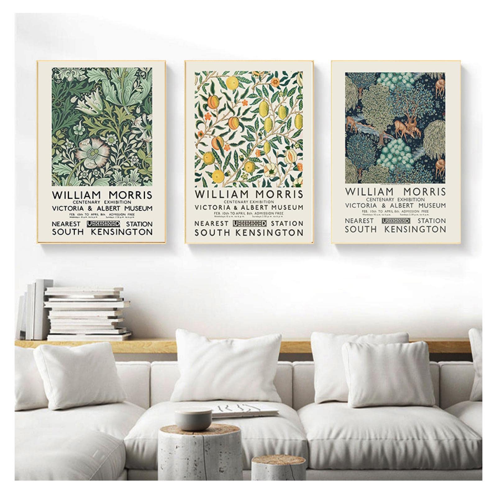 Poster della mostra del Victoria and Albert Museum London Underground Art Nouveau Pittura Wall Decor William Morris Stampa su tela 90x70cmx3pcs Frameless