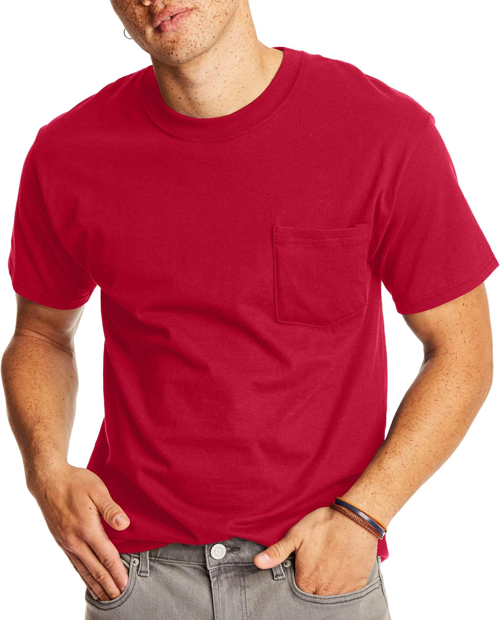 Men's Beefy-t Pocket, Heavyweight Cotton Pocket Tee for Men, Full-Cut T-Shirt, 1 Or 2 Pack