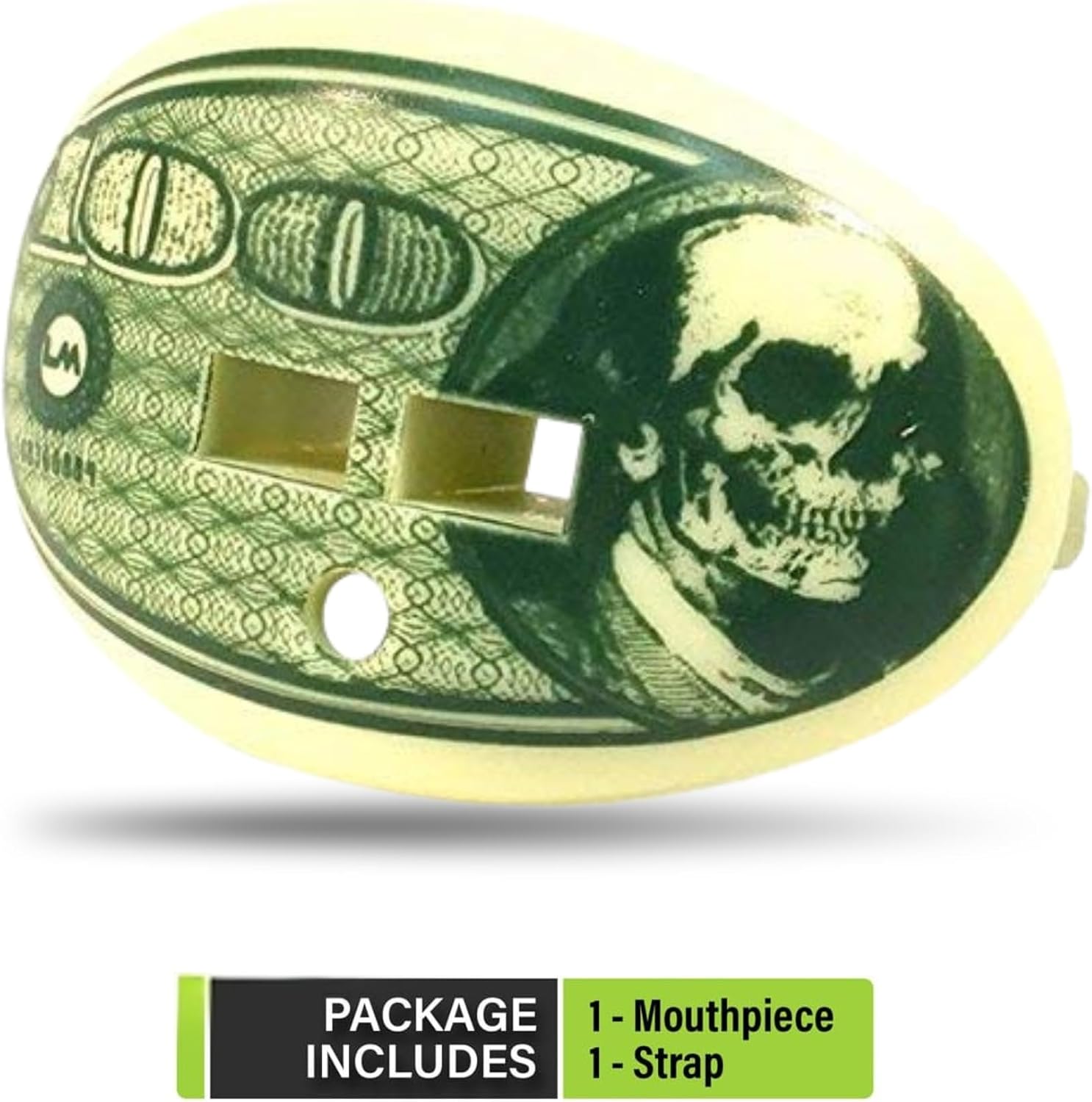 LOUDMOUTHGUARDS Football Mouth Guard - Pacifier Lip Protector Mouthpiece for Youth and Adults - Money Dollar Bill Design - Multiple Colors - Top and Bottom Teeth Protection - Great Air Flow
