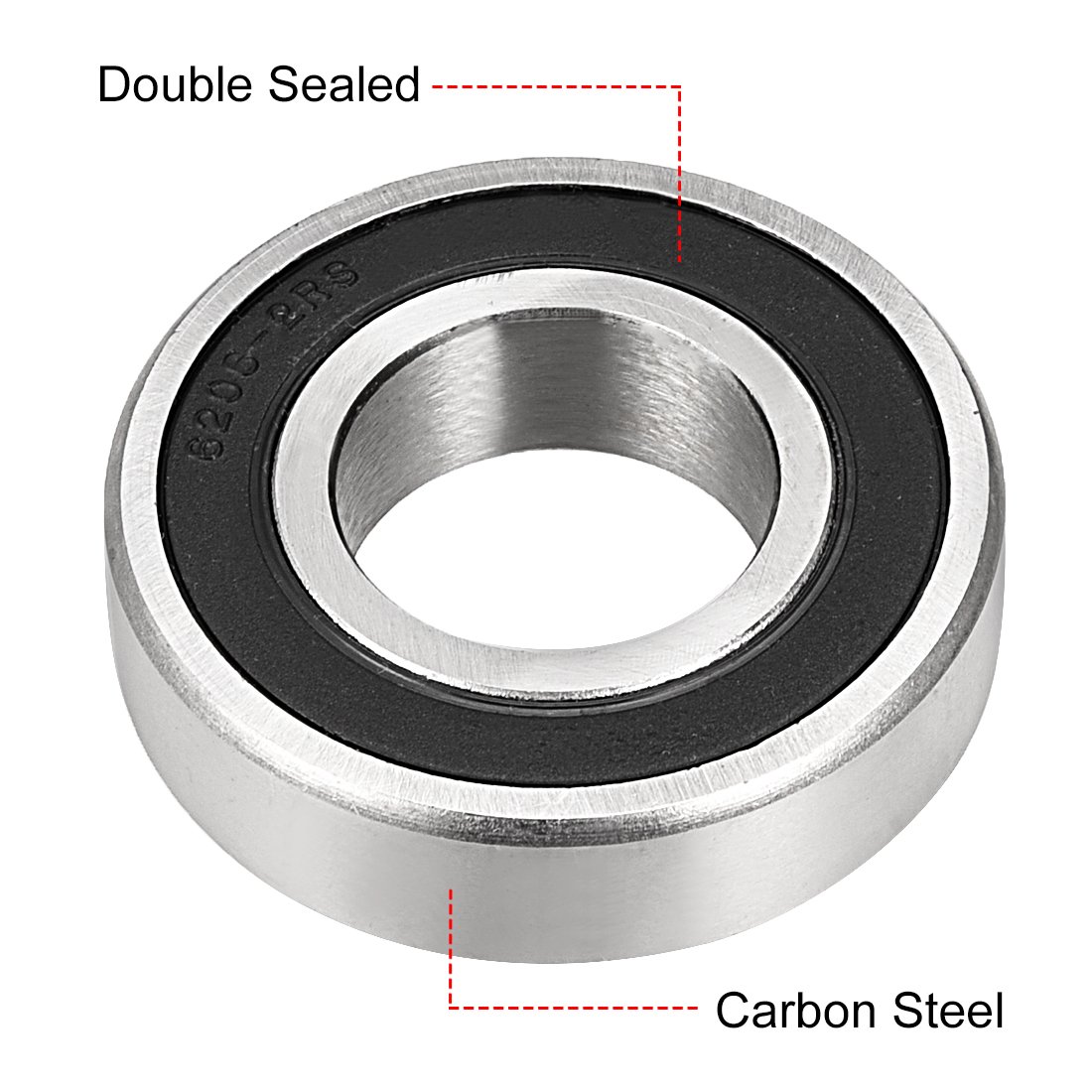 2 Stück 6206-2RS Kugellager 30x62x16mm – Doppelt Abgedichtet, Lagerstahl, Vorgeschmiert, Für Motoren & 3D-Drucker
