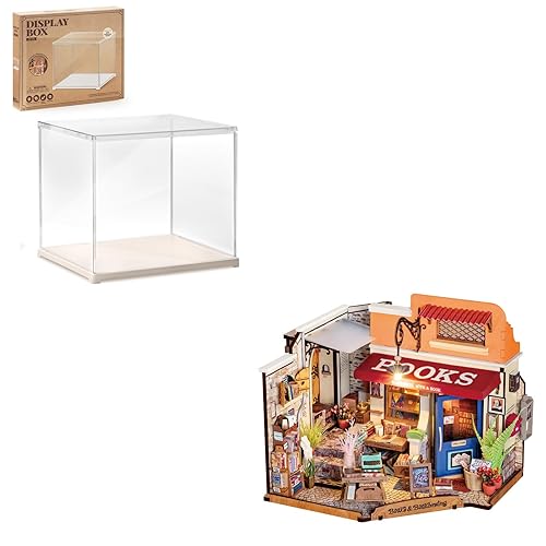 Rowood DIY Miniature House Kits with Display Case Box,Corner Bookstore,Craft