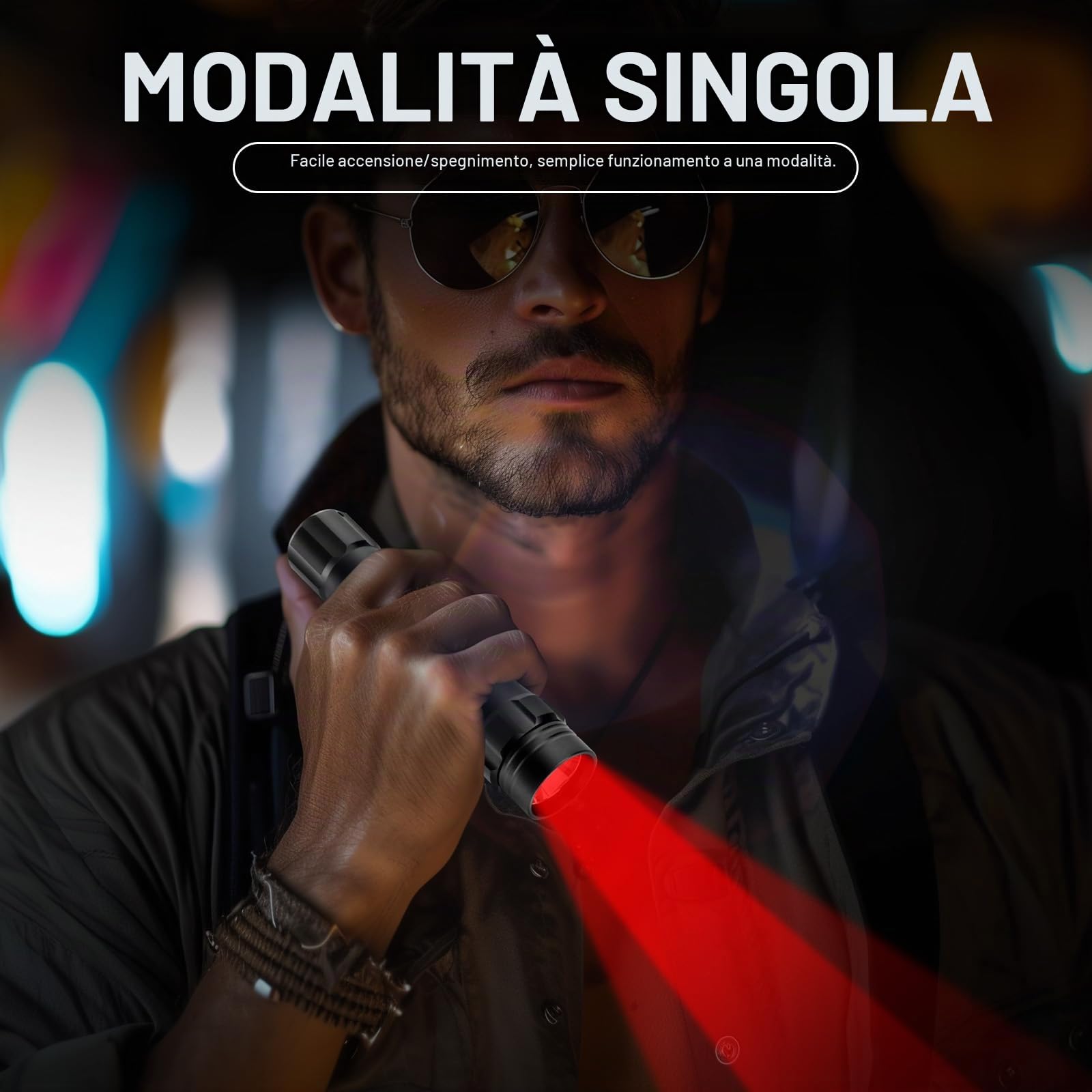 ULTRAFIRE Torcia a LED a luce rossa, 620-630 nm, luce rossa da caccia con fondina, torcia LED rossa a modalità singola per visione notturna, astrofotografia, pesca, CR1