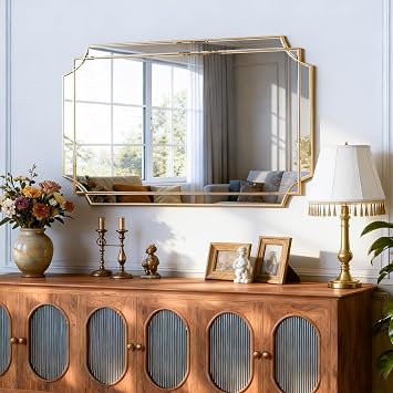Gold Traditional Mirror for Wall, 24"x48" Rectangle Bathroom Vanity Mirror, Vintage Large Decorative Mirror for Wall Decor for Bathroom, Bedroom, Kitchen, Farmhouse, Entryway
