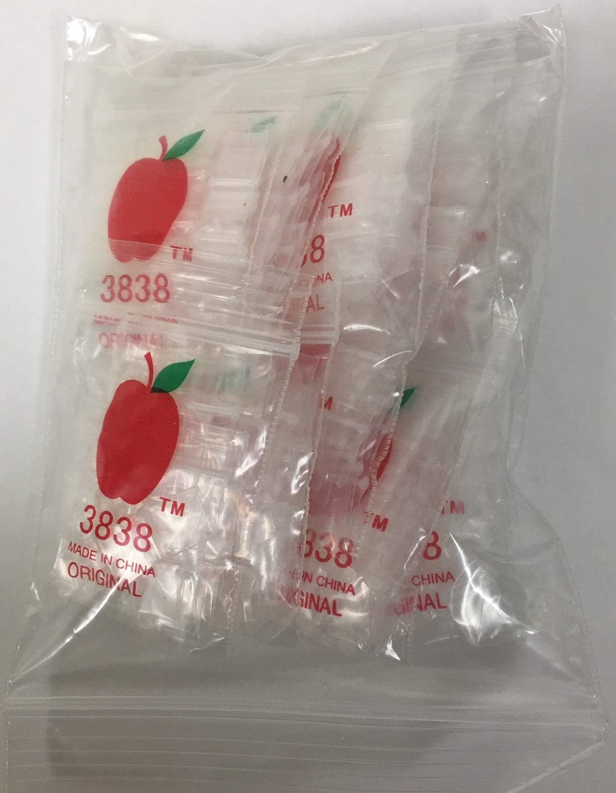 1000 Apple Brand 3838 3/8x3/8 2mil Clear Resealable Bags 1,000 Baggies 3/8"x3/8"