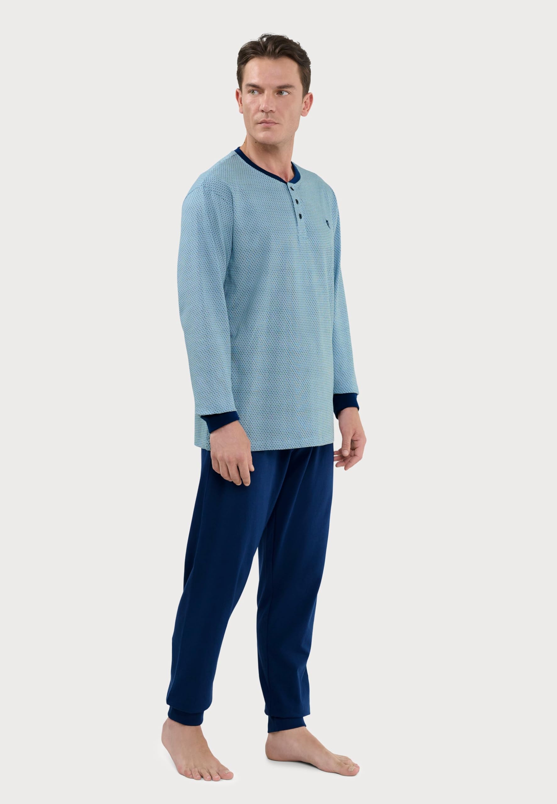 El Búho Nocturno Pijama Hombre Largo Otoño - Punto 100% Algodón o Mezcla - Conjunto Pantalón Manga Larga Rayas Ropa Dormir Verano Entretiempo Tallas Grandes