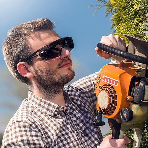 Miniatura 6 de NoCry Gafas de seguridad tintadas de sobreespecificación  Lentes envolventes antiarañazos, brazos ajustables y protección UV400 y estuche de