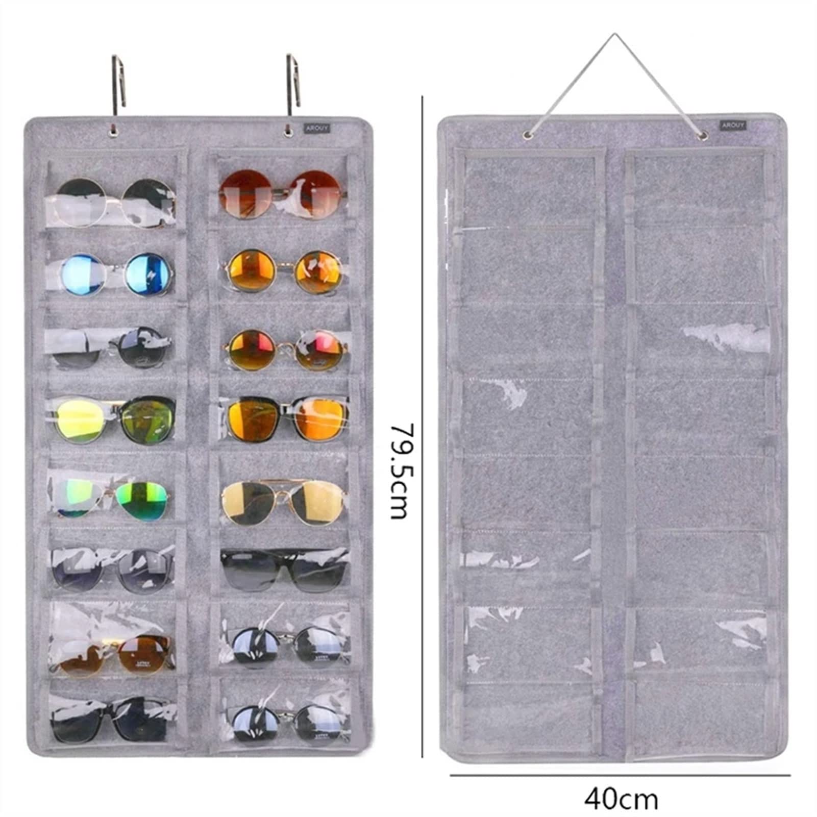 GLigeT Brillenständer 16 Slots Sonnenbrille Organizer Hängende Wand Brille Halter Lagerung Display Pocket Wall Stand Organizer Holder Sonnenbrillenständer(Dark Gray)
