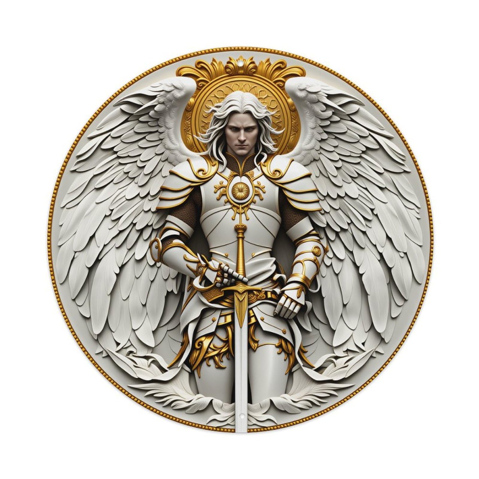 Angel Warrior With Wings And Sword Metal Tin Sign Vintage Garden Bedroom Cafe Bar Man Cave Home Wall Decor Metal Poster 8x8 inches