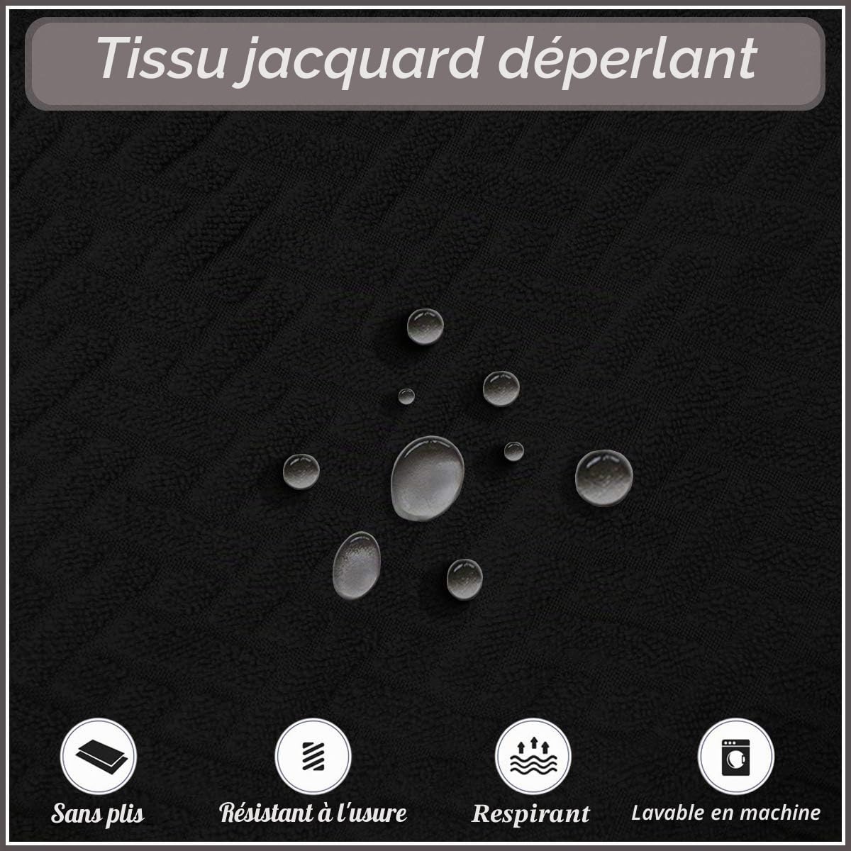 Extensible Sergé Hydrofuge Jacquard Salle à Manger Chaise Couvre Décor à La Maison, Housses De Chaise pour Salle à Manger Chaises Restaurant Hôtel Cérémonie (Noir,6 Pièces)