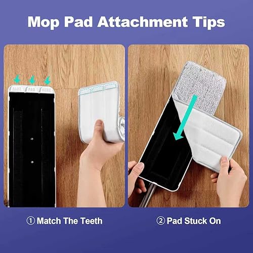 Miniatura 6 de Juego de trapeador y cubo, trapeadores planos para limpieza de pisos, trapeador de pared con mango extensible de 60 pulgadas, mopa de piso de madera