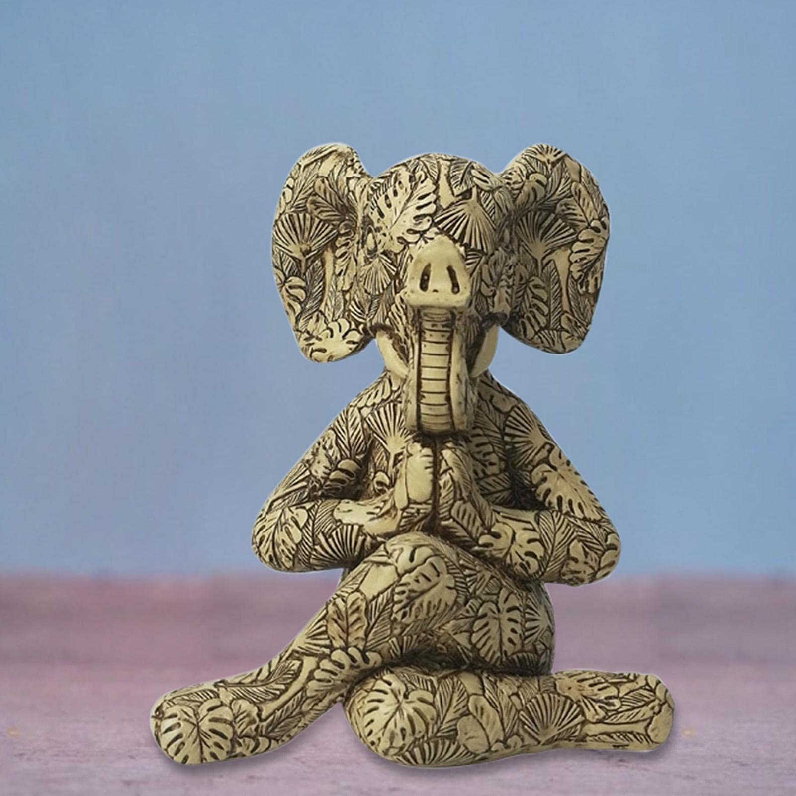 Medytująca dekoracja słonia, miniaturowa figurka ogrodowa zen joga słoń do wnętrz/na zewnątrz Zen ogrodowe figurki, ozdoba do ogrodu wróżki, domu, na taras, taras, podwórko, unstdeko