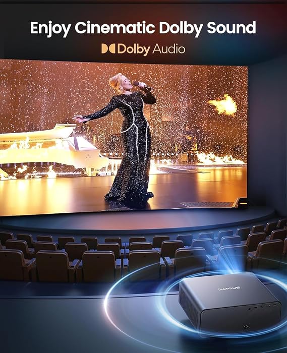 Smart Outdoor Projector with WiFi6 and Bluetooth, 4K Supported Movie Projector, DoIby Audio w/ HDMI ARC, Built-in Apps, AI Auto Focus, Portable Home Proyector P65 (Gray, Standard)