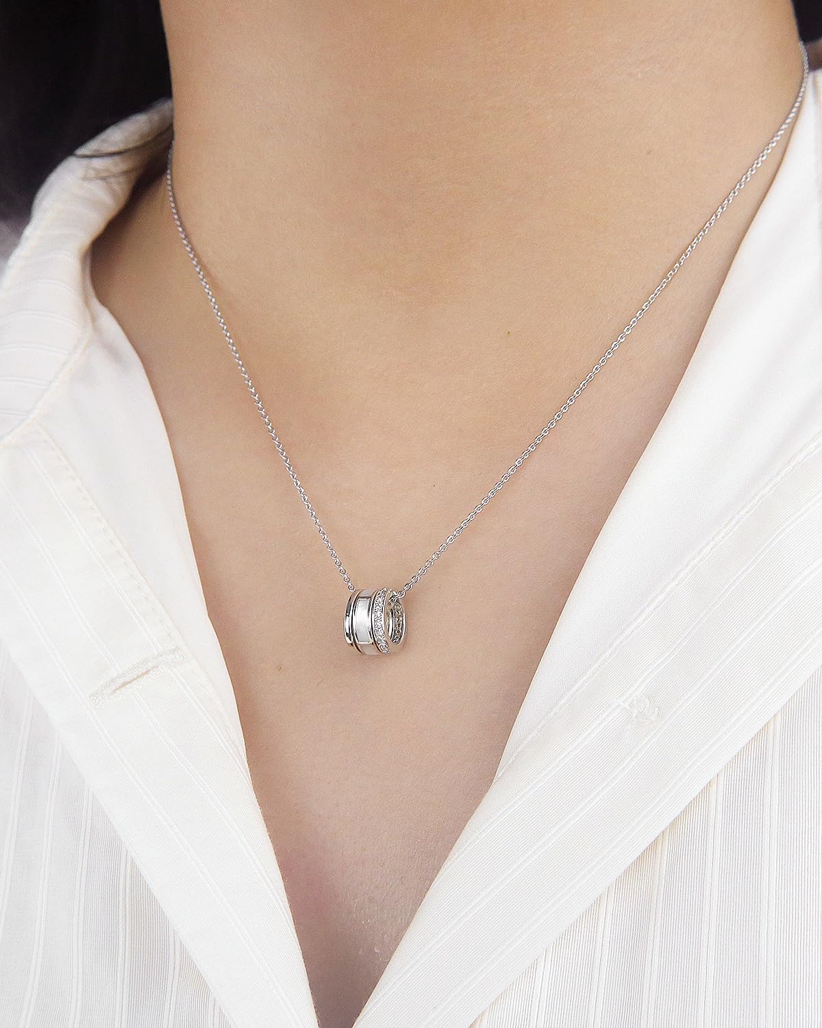 14k Gold Plated Circle Pendant Necklace for Women Dainty CZ Gold Necklace for Women - Image 3