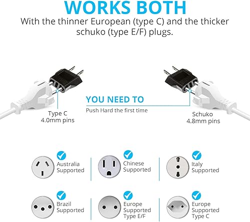 Miniatura 9 de Unidapt  Adaptador de enchufe convertidor de corriente AC de enchufe europeo a enchufe americano