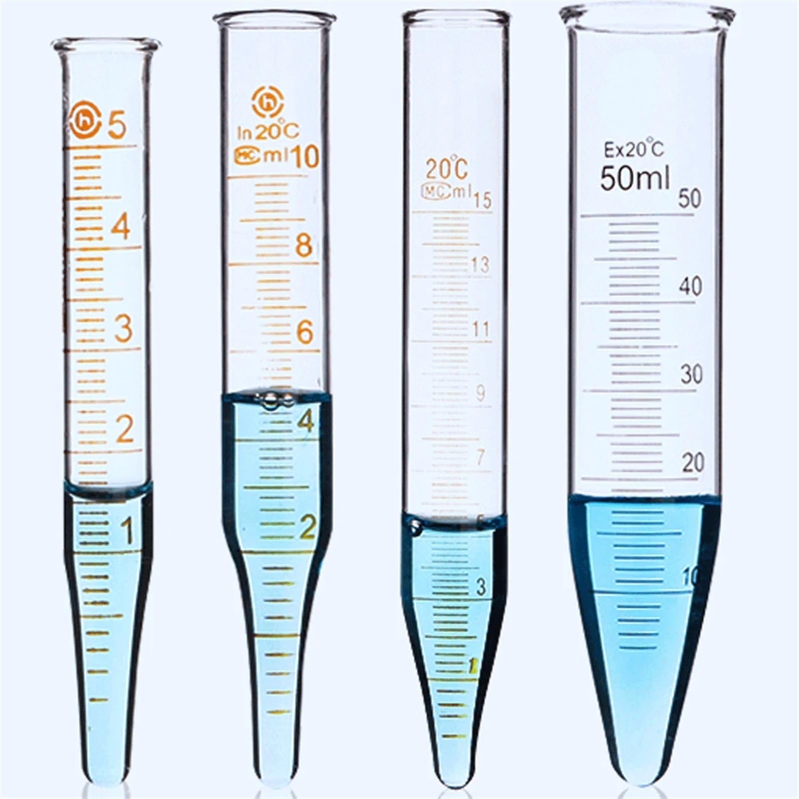 5 10 15 20 25 Tubo da centrifuga in vetro graduato da 50 ml Tappo a vite con fondo appuntito o tappo Esperimento chimico for vetreria da laboratorio(15ml Screw Cap)