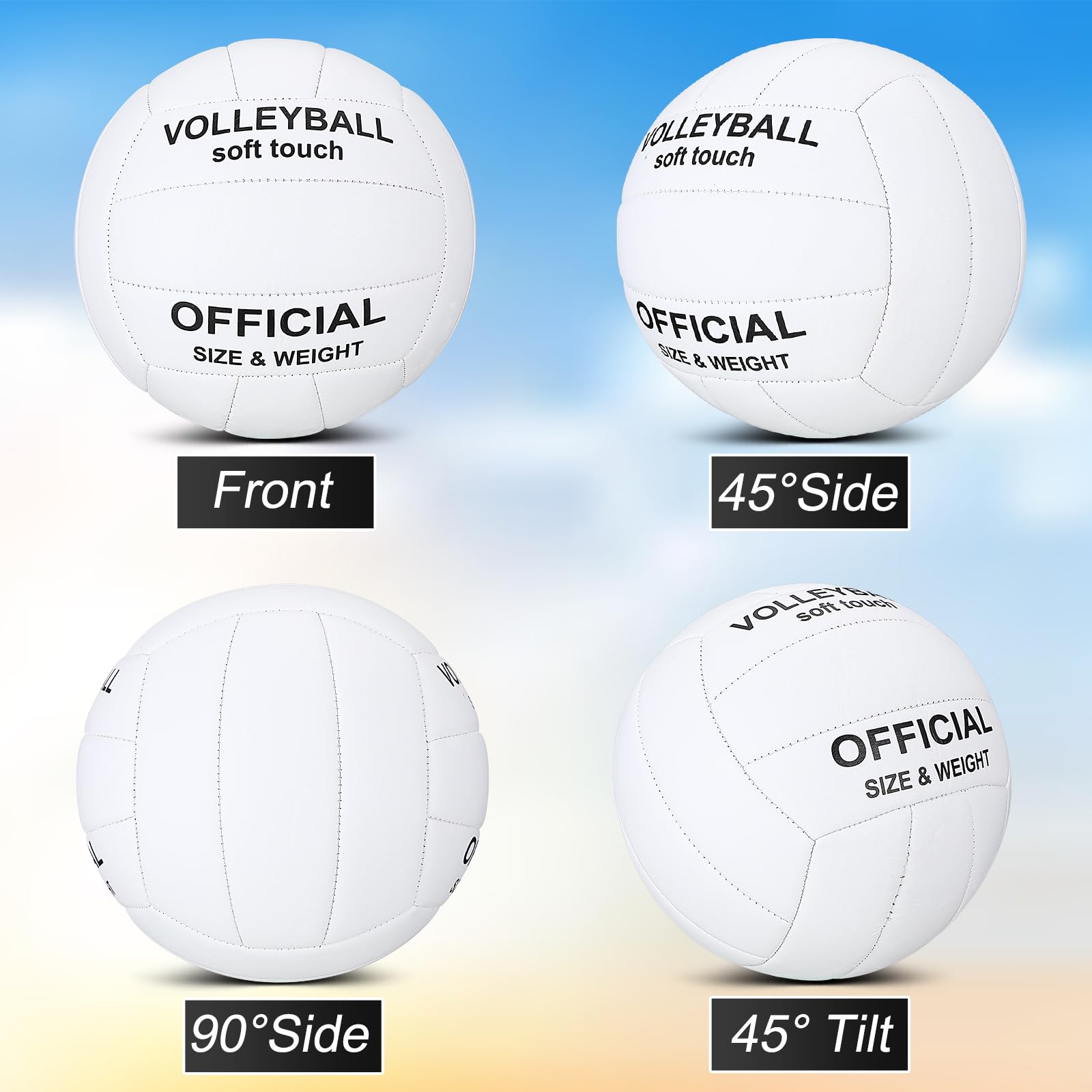 Lot de 2 ballons de volleyball officiels de taille 5 pour intérieur et extérieur, imperméables, doux, volleyball de plage, volleyball avec pompe pour débutants, adolescents, adultes, jeux de plage,