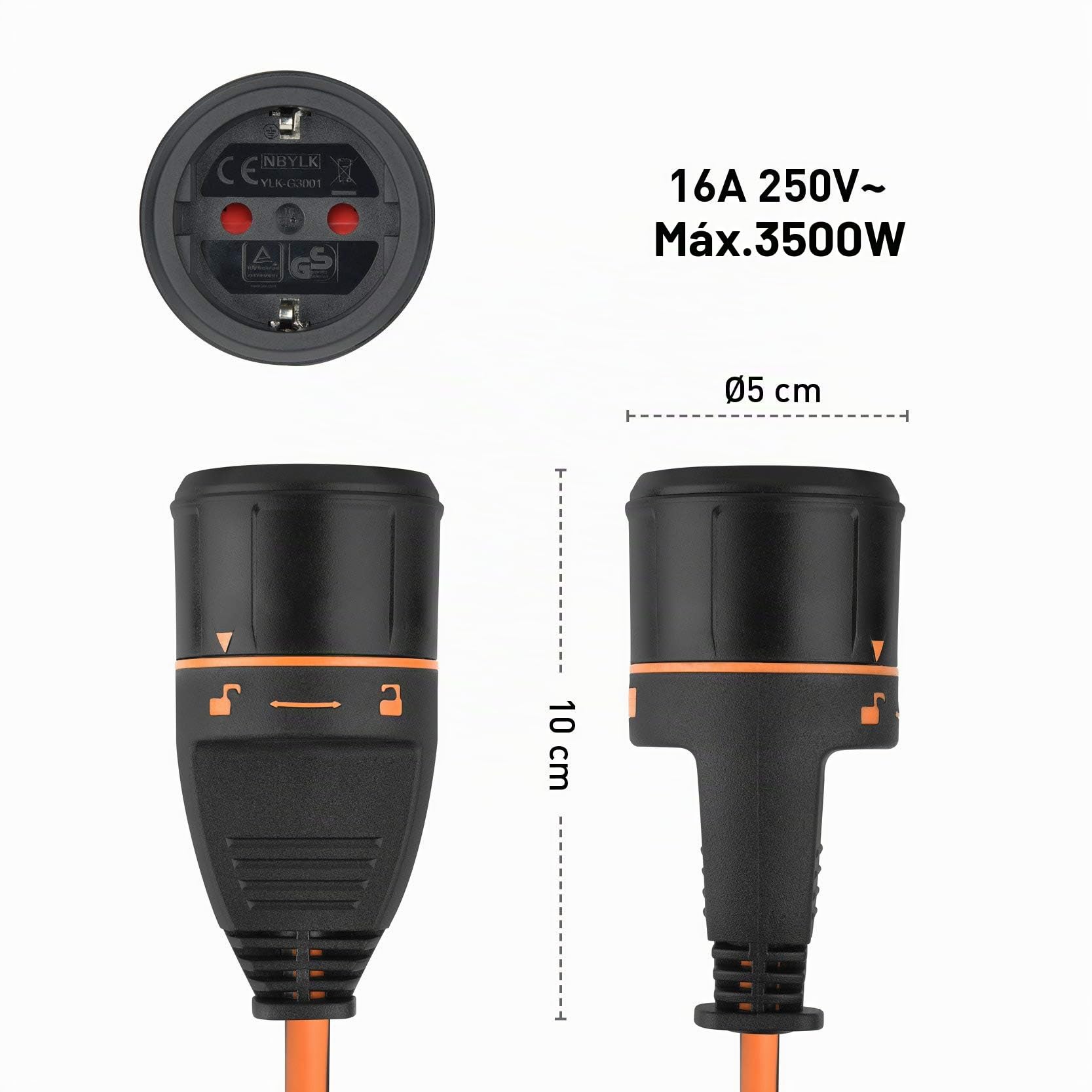 Electraline 49237 Cable Alargador con Enrollacables para Jardín 25M 3G1 con Toma de Corriente Electralock Equipado con un Mecanismo de Bloqueo Que Evita la Desconexión Accidental del Enchufe, Verde