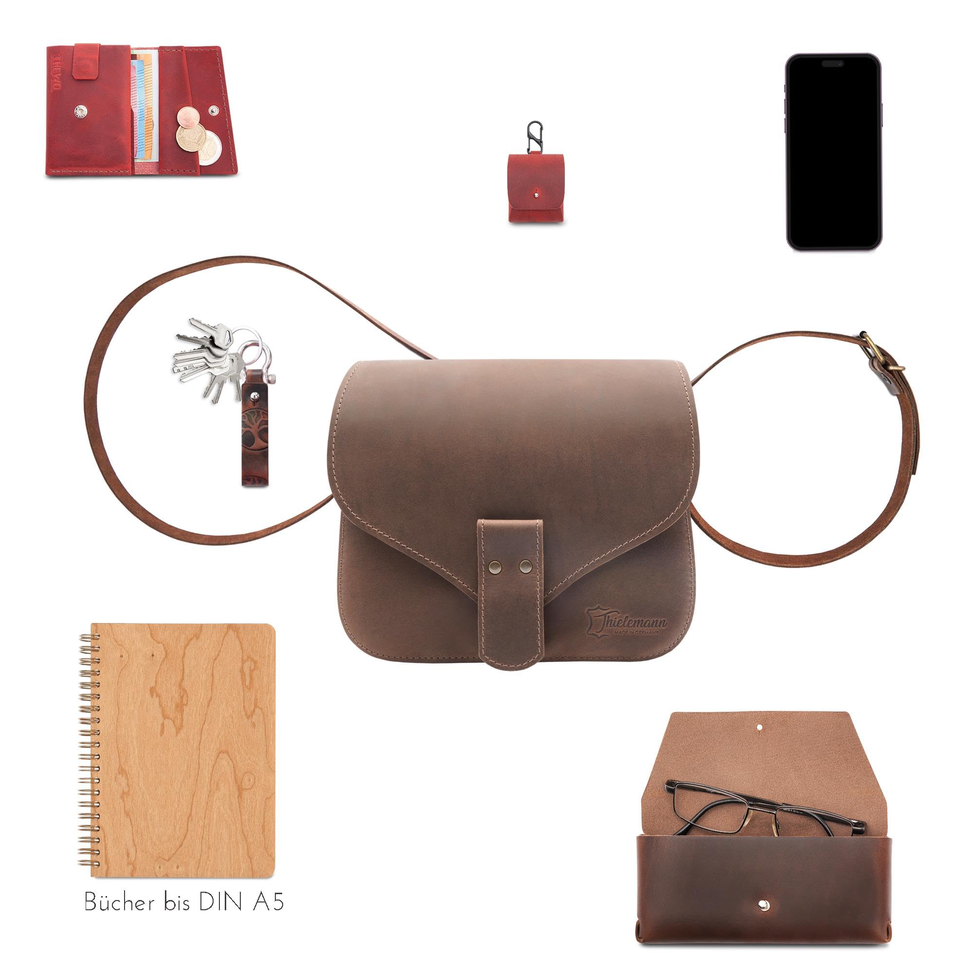 Thielemann Damen Handtasche Brasilia Made in Germany, Umhängetasche aus Leder, Abendtasche, Echtleder Tasche zum Umhängen, Crossbody Bag, Ledertasche zum Ausgehen