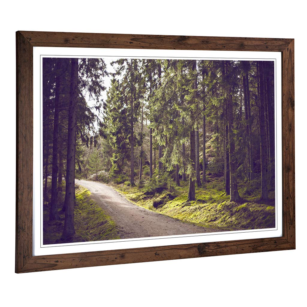 Big Box Art Framed Print of Landscape Woodland Path Design | Wall Art Picture | Home Decor for Kitchen, Living, Dining Room, Bedroom, Hallway, Office, Walnut, A2 / 24.5x18 Inch / 62x45cm