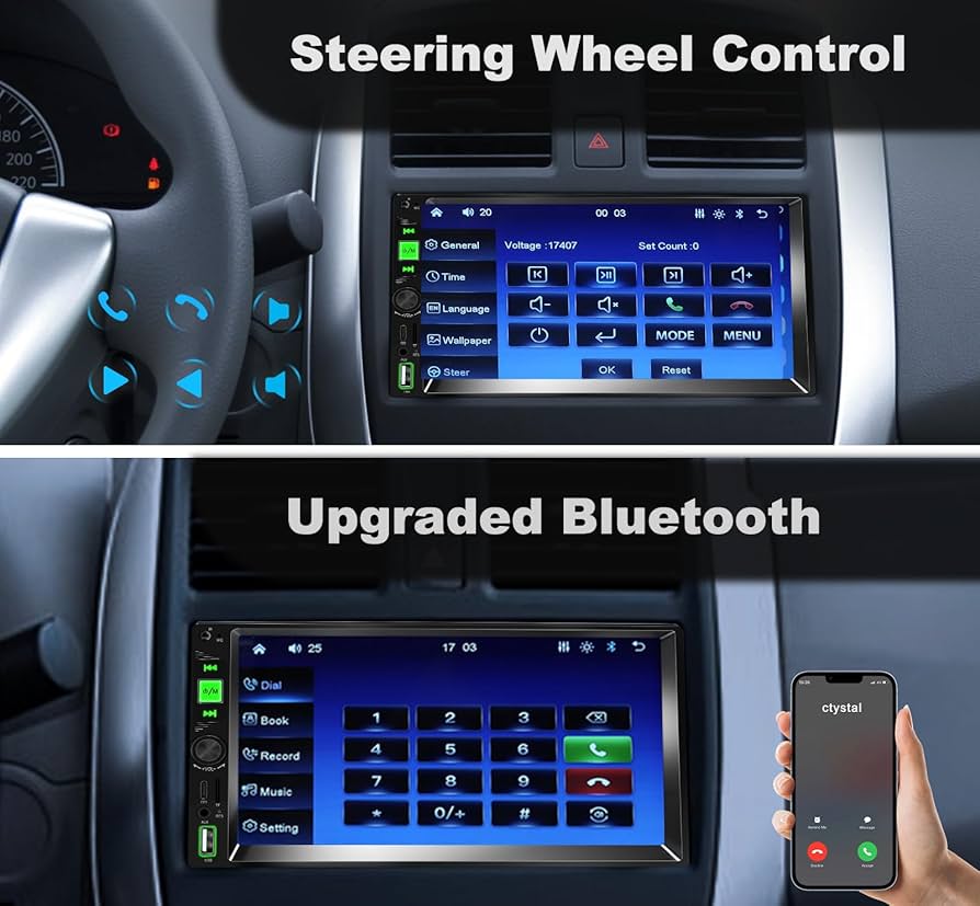 カーオーディオ APP CAST ll Amazon.com: Double Din Car Stereo with Type-C Changer Wireless Car