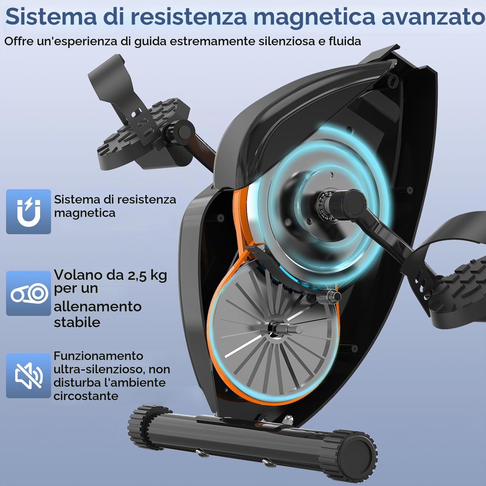 Bicicletta Cyclette Pieghevole da Casa, Bike Fitness Silenzioso con 8 Livelli di Resistenza Magnetica, Display LCD, Design Compatto Salvaspazio per Allenamento Cardio Indoor
