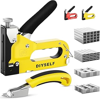 DIYSELF Staple Gun Heavy Duty 4-in-1 Upholstery Staple Gun with 4000 Staples Remover Fabric Stapler Stapler Gun for Wood Upholstering Crafts Carpet Wire grapadora para Madera Men Tool Gift Christmas