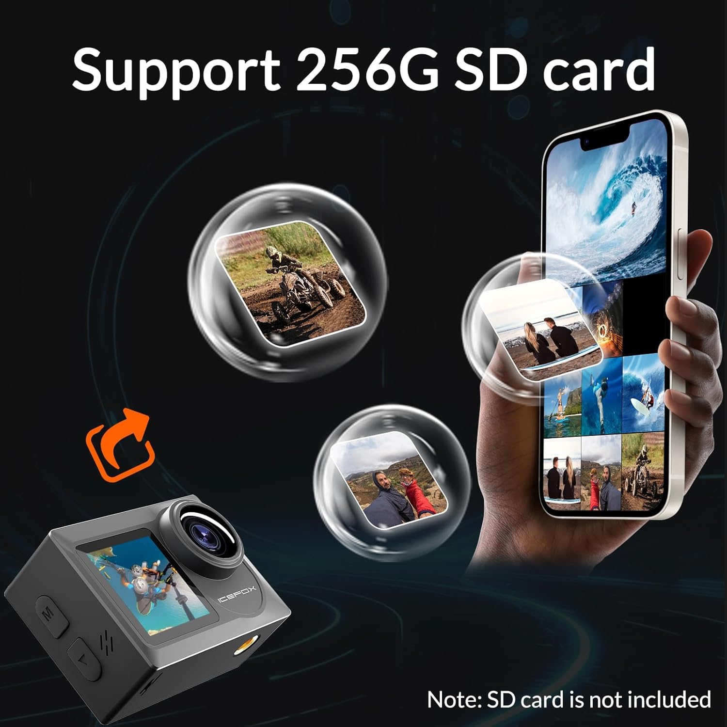 icefox i8 20MP 5X Zoom Action Camera with EIS, WiFi Remote Control, Waterproof Underwater Camera for Snorkeling Cycling Vlogging - Image 7