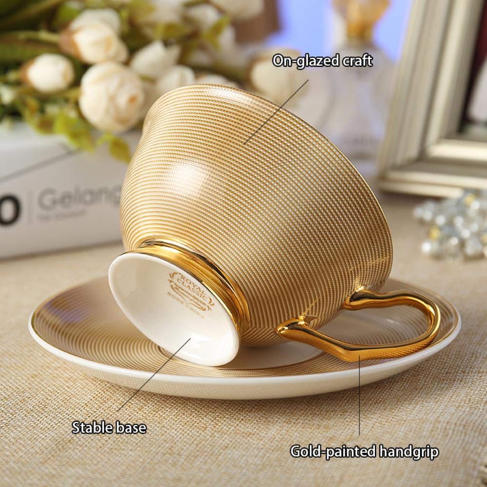 Europa Noble Bone China Kaffeetasse Untertasse Löffel Set 200ml Luxus Keramikbecher Hochwertiges Porzellan Teetasse Cafe Party Drinkware, Beauty