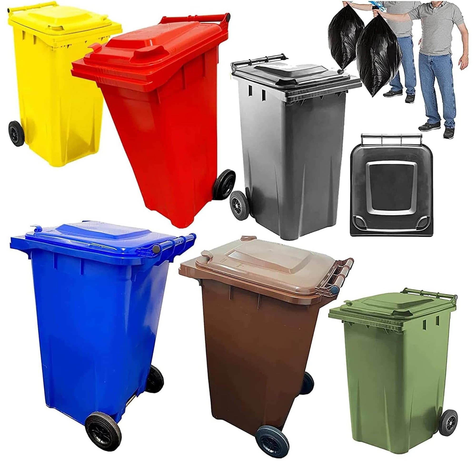 STAR SUPPLIES Wheelie Bins Outdoor Council Size Bin for Trash and Rubbish 240L Rubber Wheels - Grey, Red, Yellow, Blue, Green & Brown (Green)