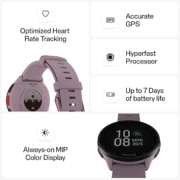 Polar Pacer GPS Running Watch with Wrist Heart Rate | Ultra-light design, High-speed processor, Personalised training, Music controls